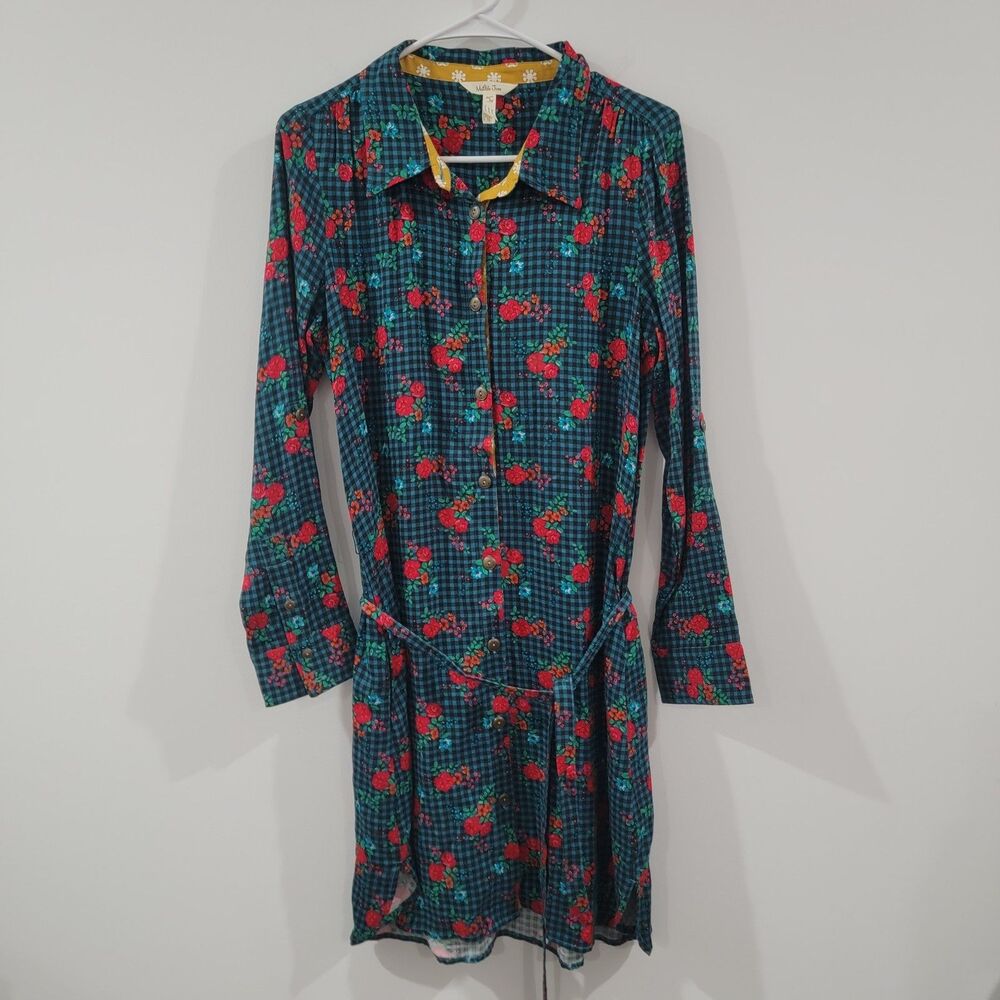 Matilda Jane Womens Button Up Shirt Dress Size Small Floral Cottagecore Colorful